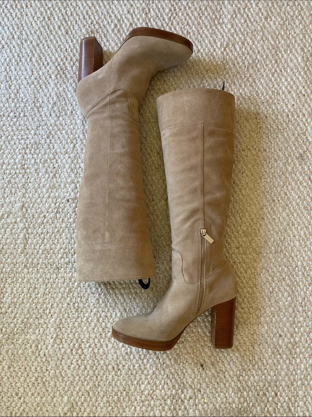 Suede Michael Kors Knee-High Platform Boots in Tan